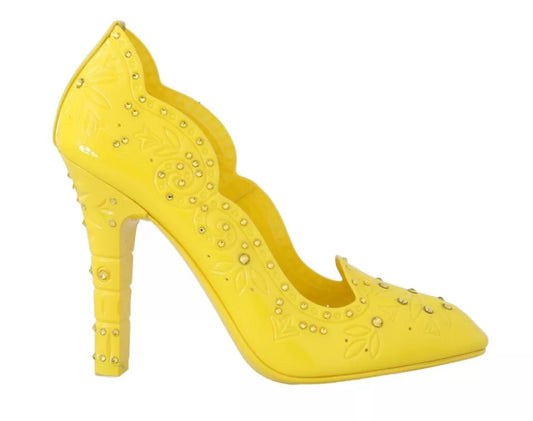 Dolce & Gabbana Yellow Crystal Heels CINDERELLA Shoes Dolce & Gabbana