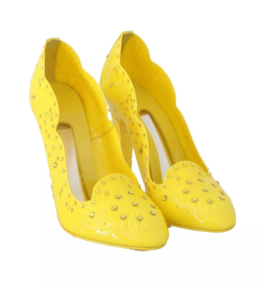 Dolce & Gabbana Yellow Crystal Heels CINDERELLA Shoes Dolce & Gabbana