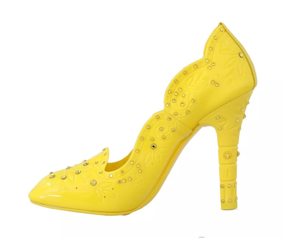 Dolce & Gabbana Yellow Crystal Heels CINDERELLA Shoes Dolce & Gabbana