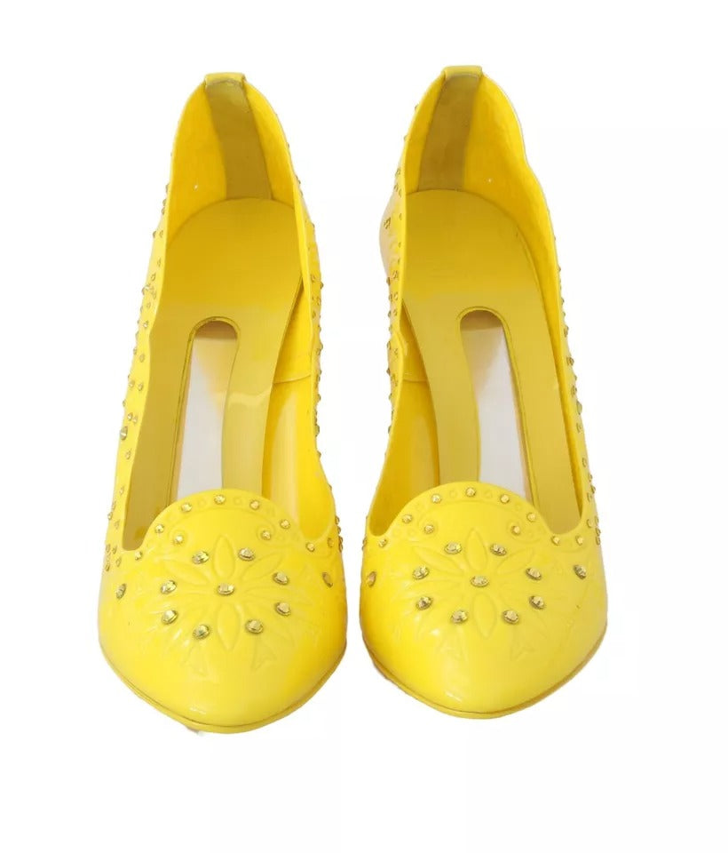 Dolce & Gabbana Yellow Crystal Heels CINDERELLA Shoes Dolce & Gabbana