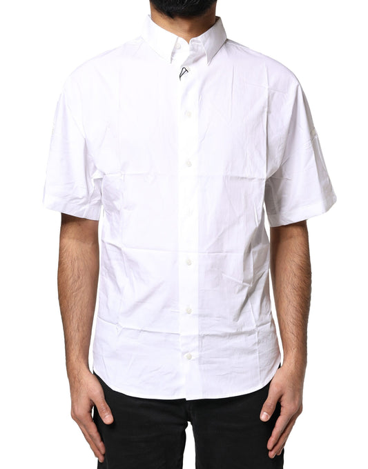 Dolce & Gabbana White Cotton Button Down Casual Men Polo Shirt Dolce & Gabbana