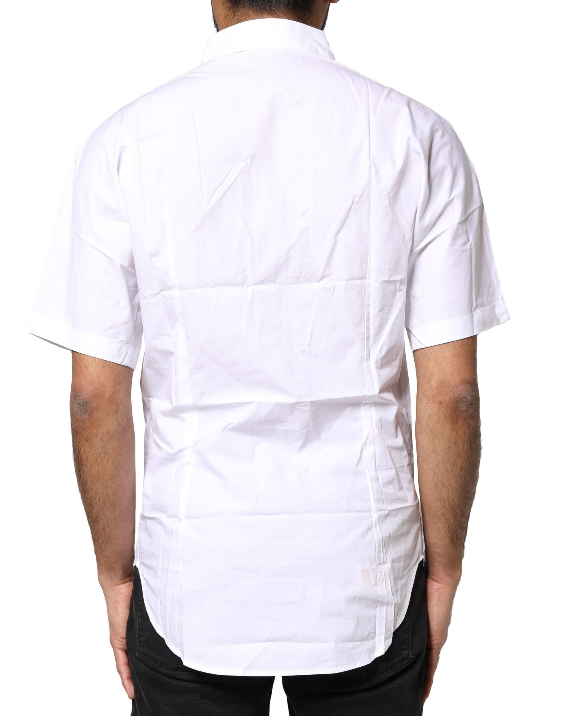 Dolce & Gabbana White Cotton Button Down Casual Men Polo Shirt Dolce & Gabbana