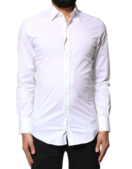 Dolce & Gabbana White GOLD Cotton Long Sleeves Dress Shirt Dolce & Gabbana