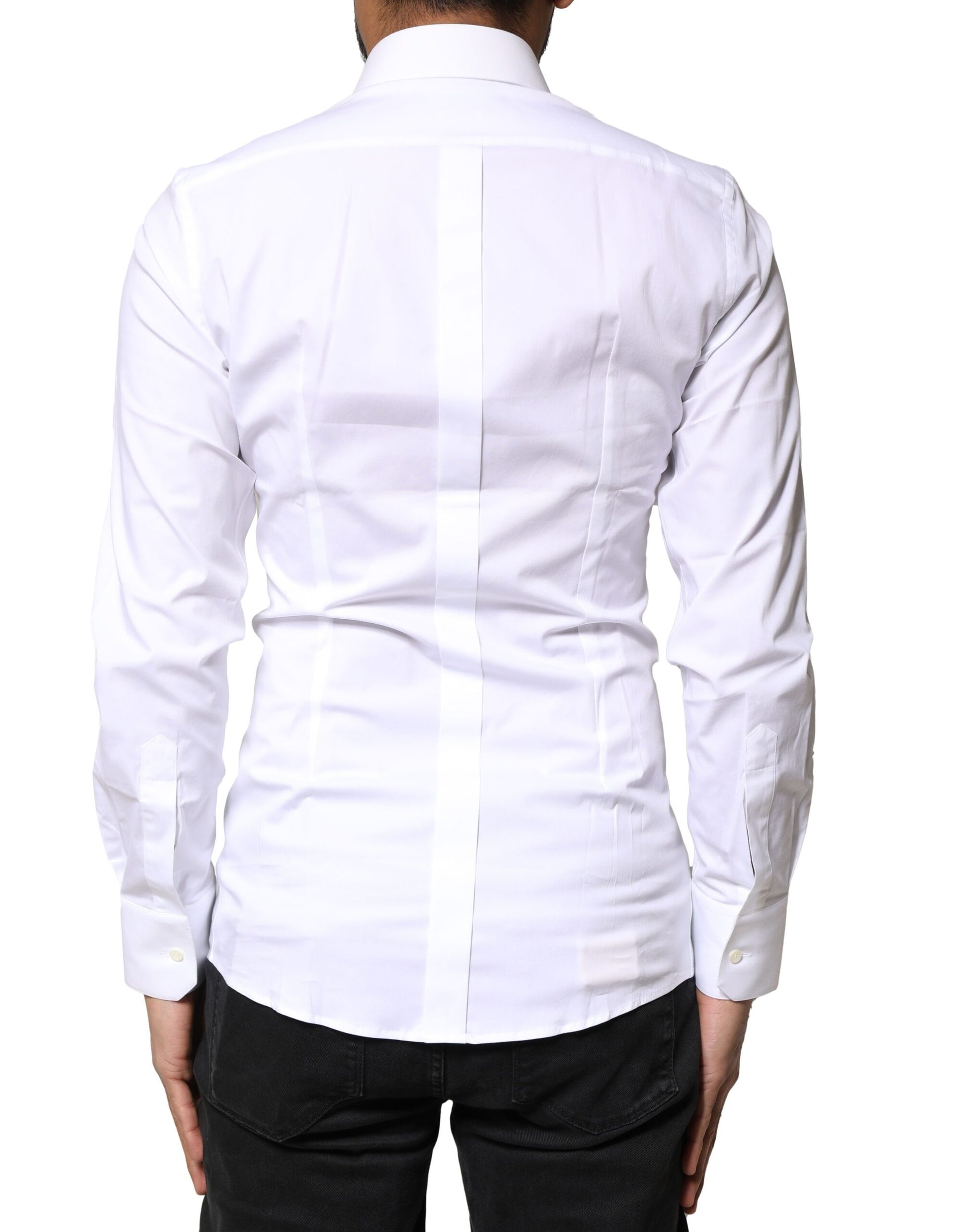 Dolce & Gabbana White GOLD Cotton Long Sleeves Dress Shirt Dolce & Gabbana