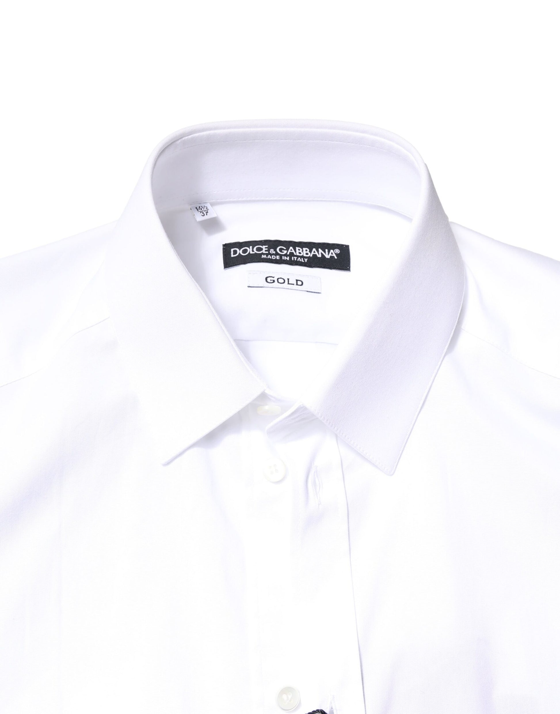 Dolce & Gabbana White GOLD Cotton Long Sleeves Dress Shirt Dolce & Gabbana