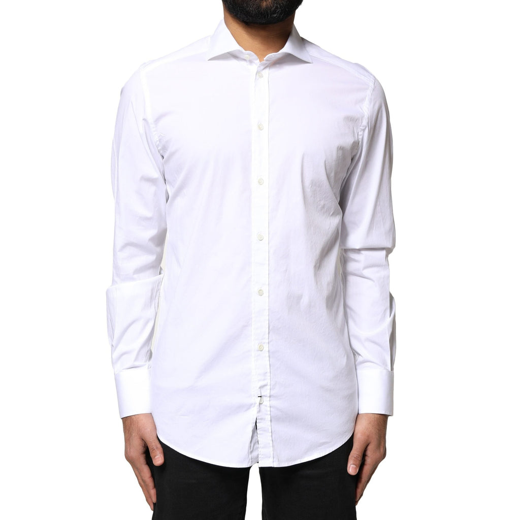 Dolce & Gabbana White GOLD Cotton Long Sleeves Dress Shirt