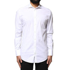 Dolce & Gabbana White GOLD Cotton Long Sleeves Dress Shirt