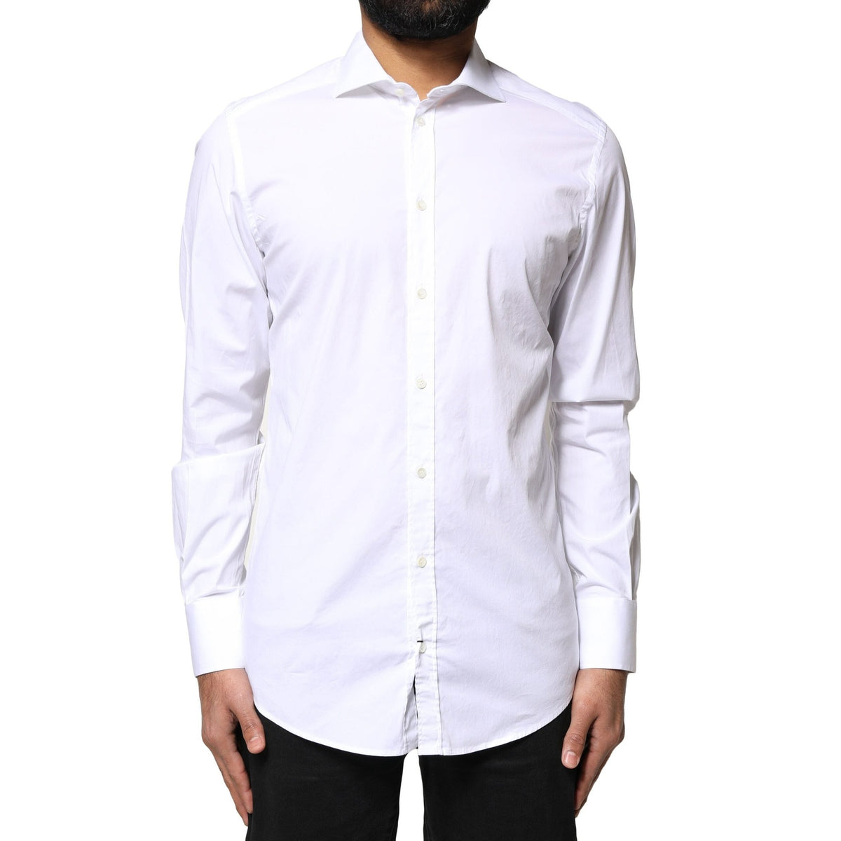 Dolce & Gabbana White GOLD Cotton Long Sleeves Dress Shirt
