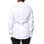 Dolce & Gabbana White GOLD Cotton Long Sleeves Dress Shirt