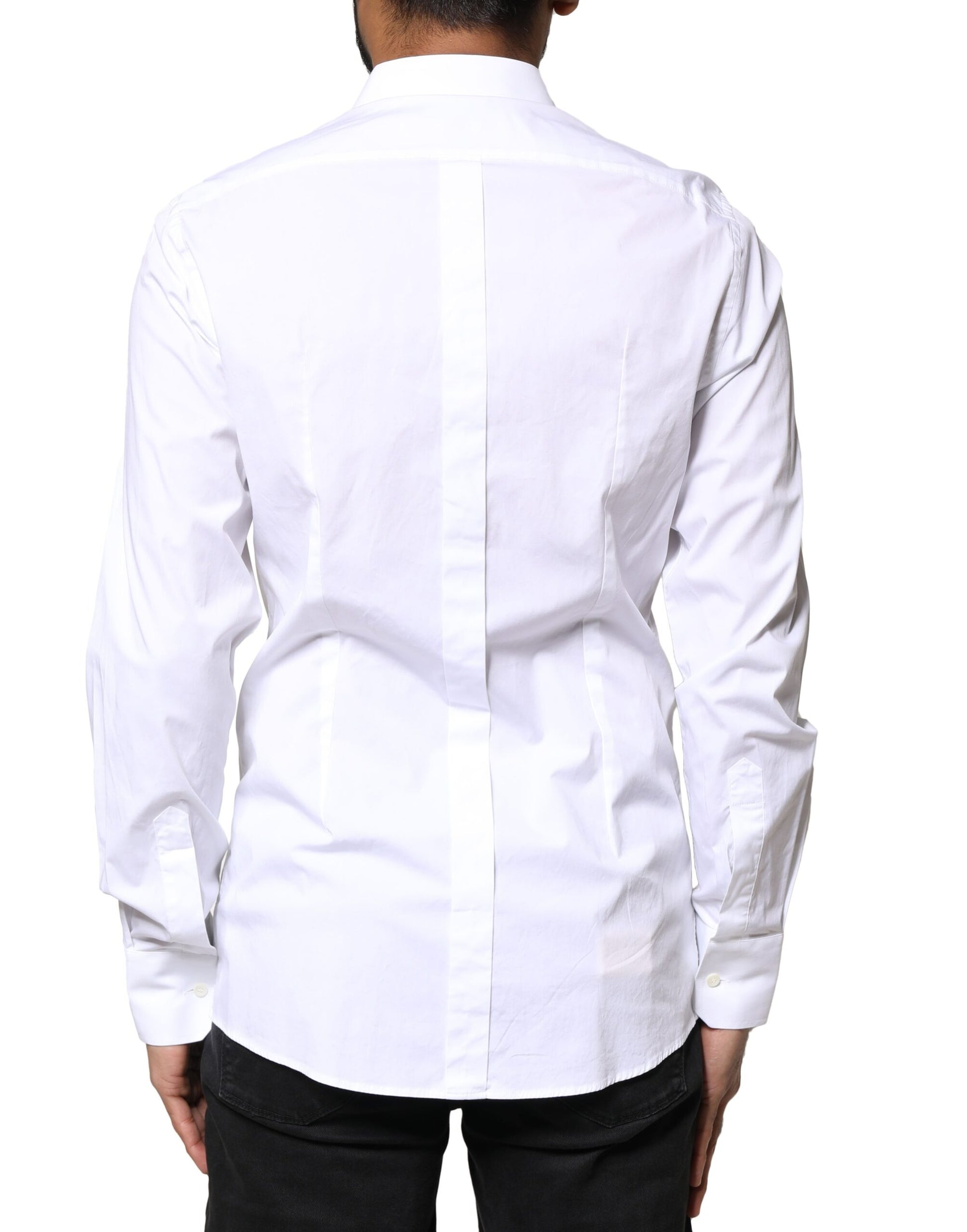 Dolce & Gabbana White GOLD Cotton Long Sleeves Dress Shirt Dolce & Gabbana