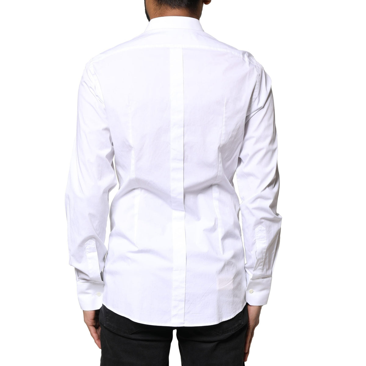 Dolce & Gabbana White GOLD Cotton Long Sleeves Dress Shirt