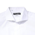 Dolce & Gabbana White GOLD Cotton Long Sleeves Dress Shirt