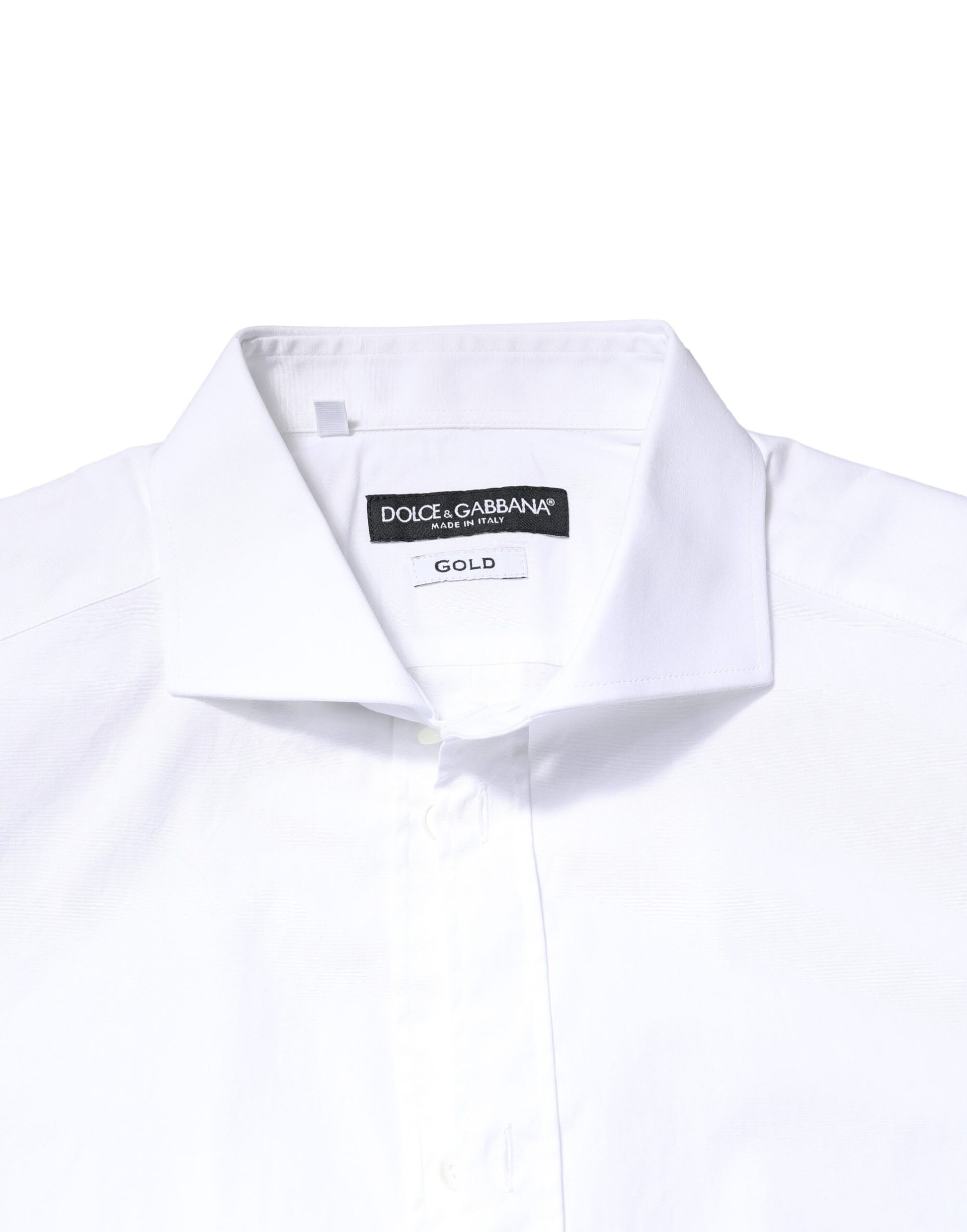 Dolce & Gabbana White GOLD Cotton Long Sleeves Dress Shirt Dolce & Gabbana