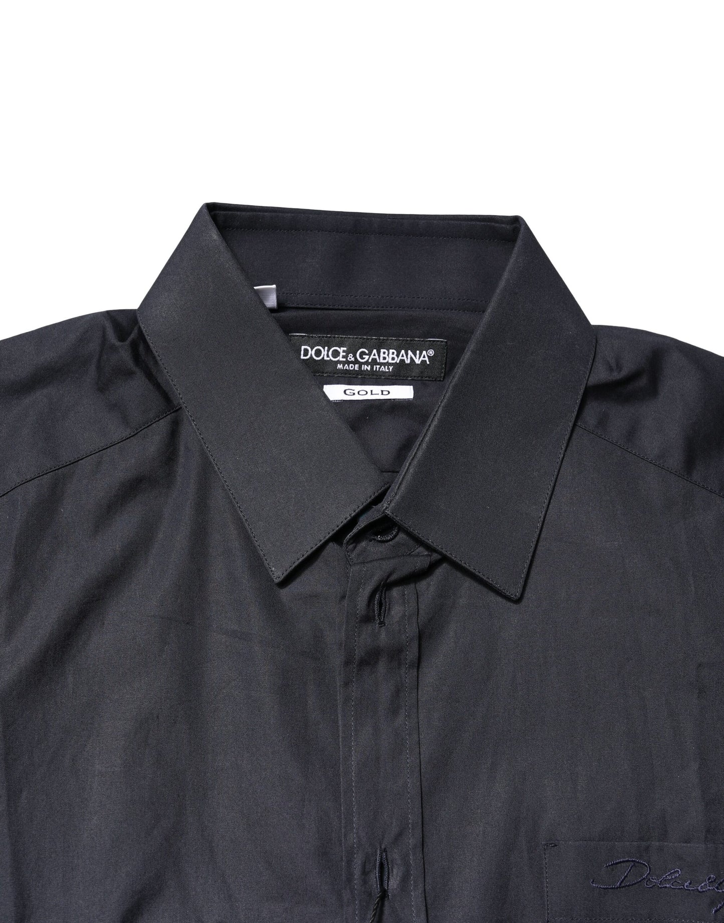 Dolce & Gabbana Dark Blue GOLD Cotton Long Sleeves Dress Shirt Dolce & Gabbana
