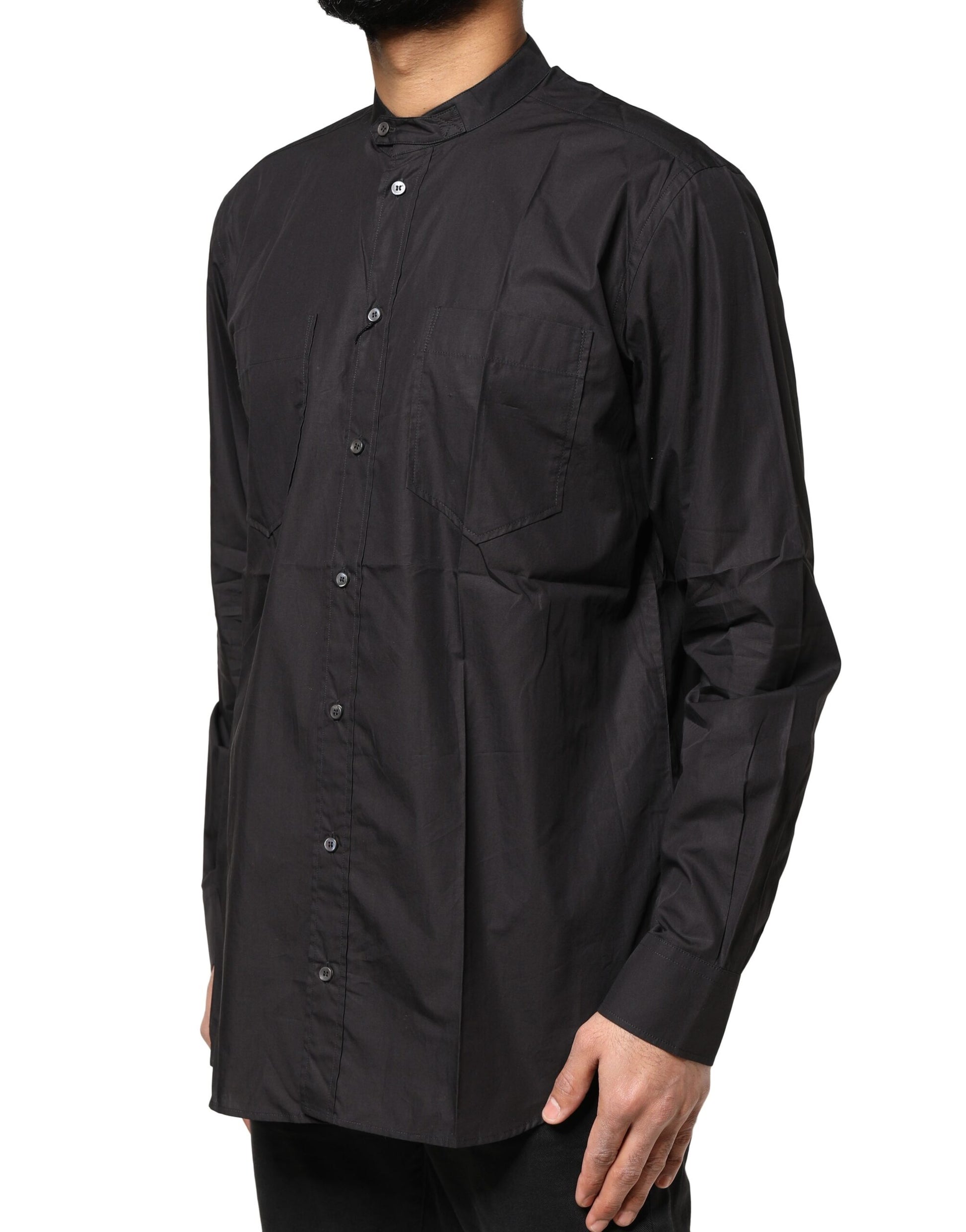Dolce & Gabbana Black Cotton Button Down Men Casual Shirt Dolce & Gabbana