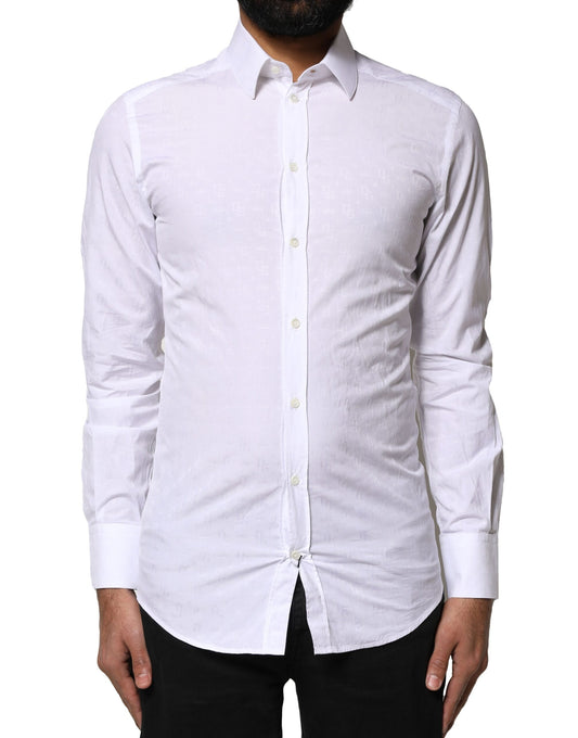 Dolce & Gabbana White GOLD Cotton Long Sleeves Dress Shirt Dolce & Gabbana