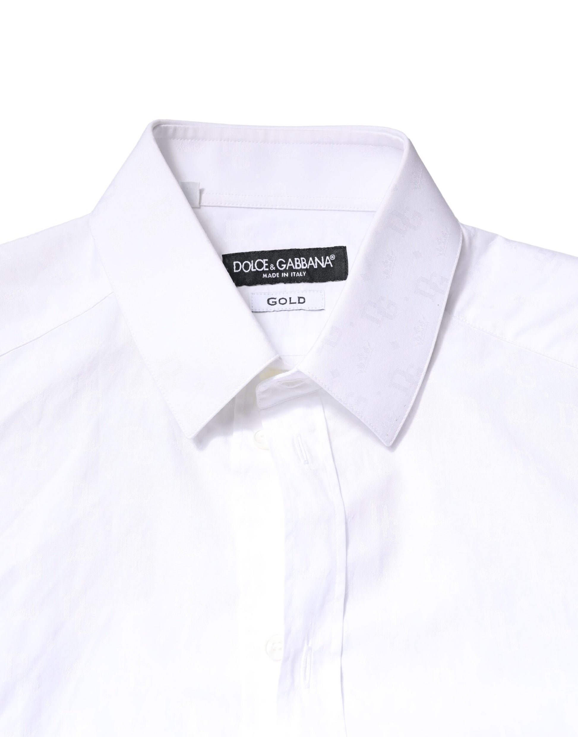 Dolce & Gabbana White GOLD Cotton Long Sleeves Dress Shirt Dolce & Gabbana