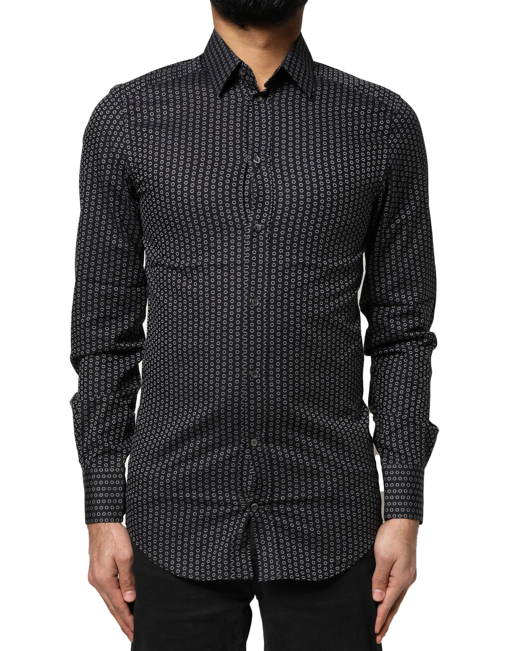 Dolce & Gabbana Black GOLD Patterned Cotton Men Dress Shirt - Eljoys Fashion 