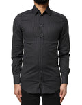 Dolce & Gabbana Black GOLD Patterned Cotton Men Dress Shirt - Eljoys Fashion 
