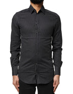 Dolce & Gabbana Black GOLD Patterned Cotton Men Dress Shirt - Eljoys Fashion 