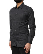 Dolce & Gabbana Black GOLD Patterned Cotton Men Dress Shirt - Eljoys Fashion 