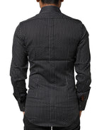 Dolce & Gabbana Black GOLD Patterned Cotton Men Dress Shirt - Eljoys Fashion 