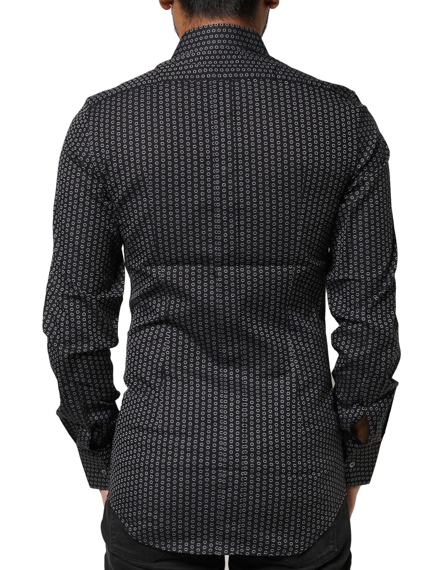 Dolce & Gabbana Black GOLD Patterned Cotton Men Dress Shirt Dolce & Gabbana