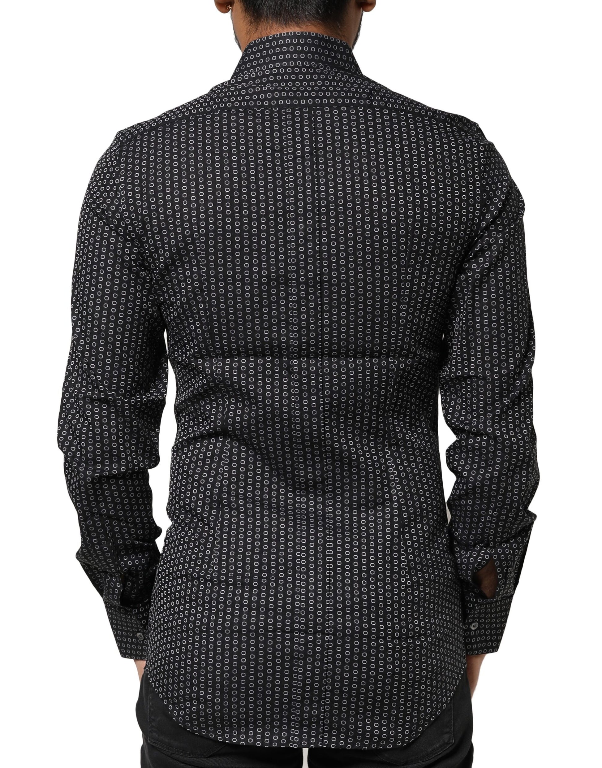 Dolce & Gabbana Black GOLD Patterned Cotton Men Dress Shirt Dolce & Gabbana