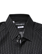 Dolce & Gabbana Black GOLD Patterned Cotton Men Dress Shirt - Eljoys Fashion 