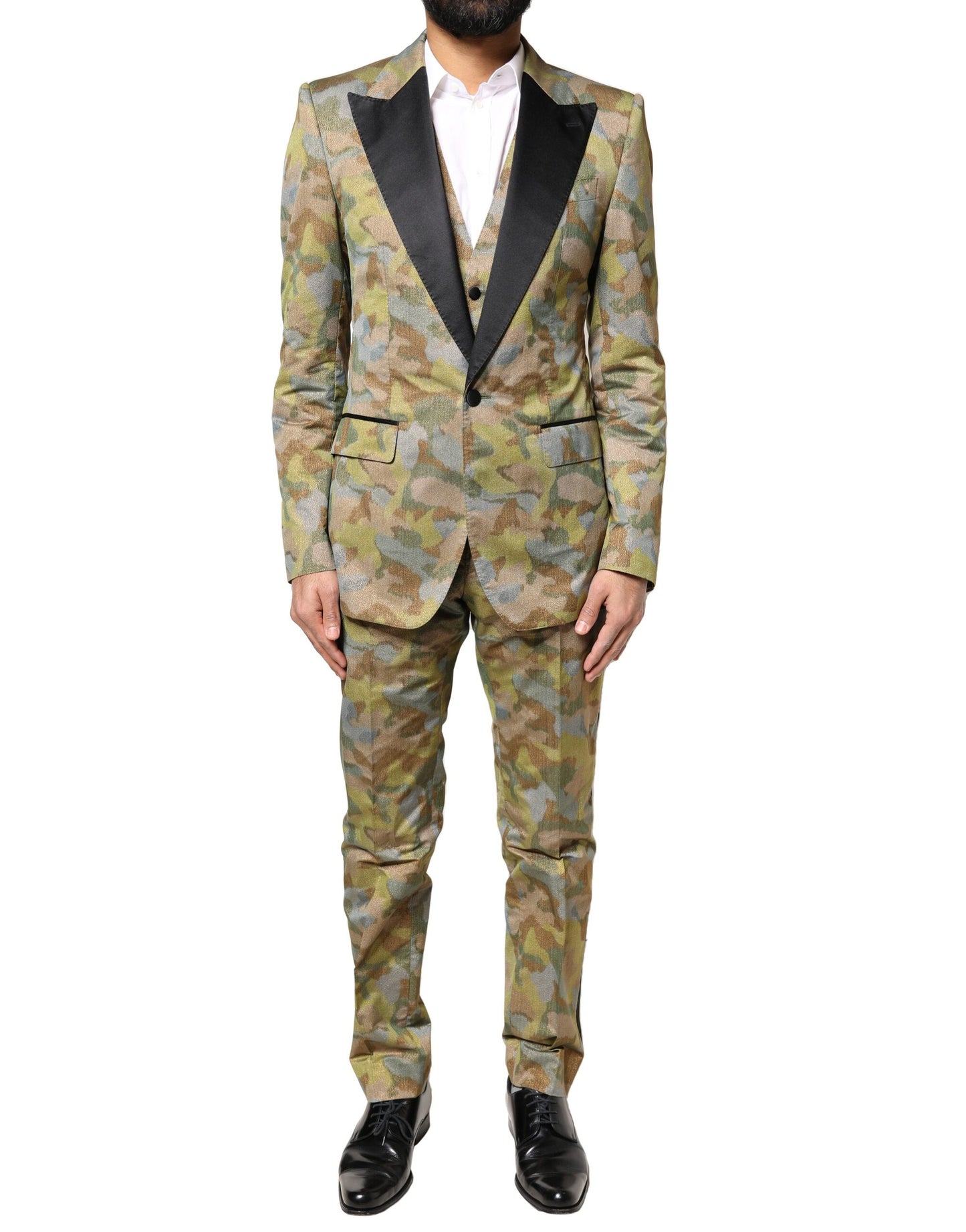 Dolce & Gabbana Multicolor Camouflage SICILIA 3 Piece Suit Dolce & Gabbana