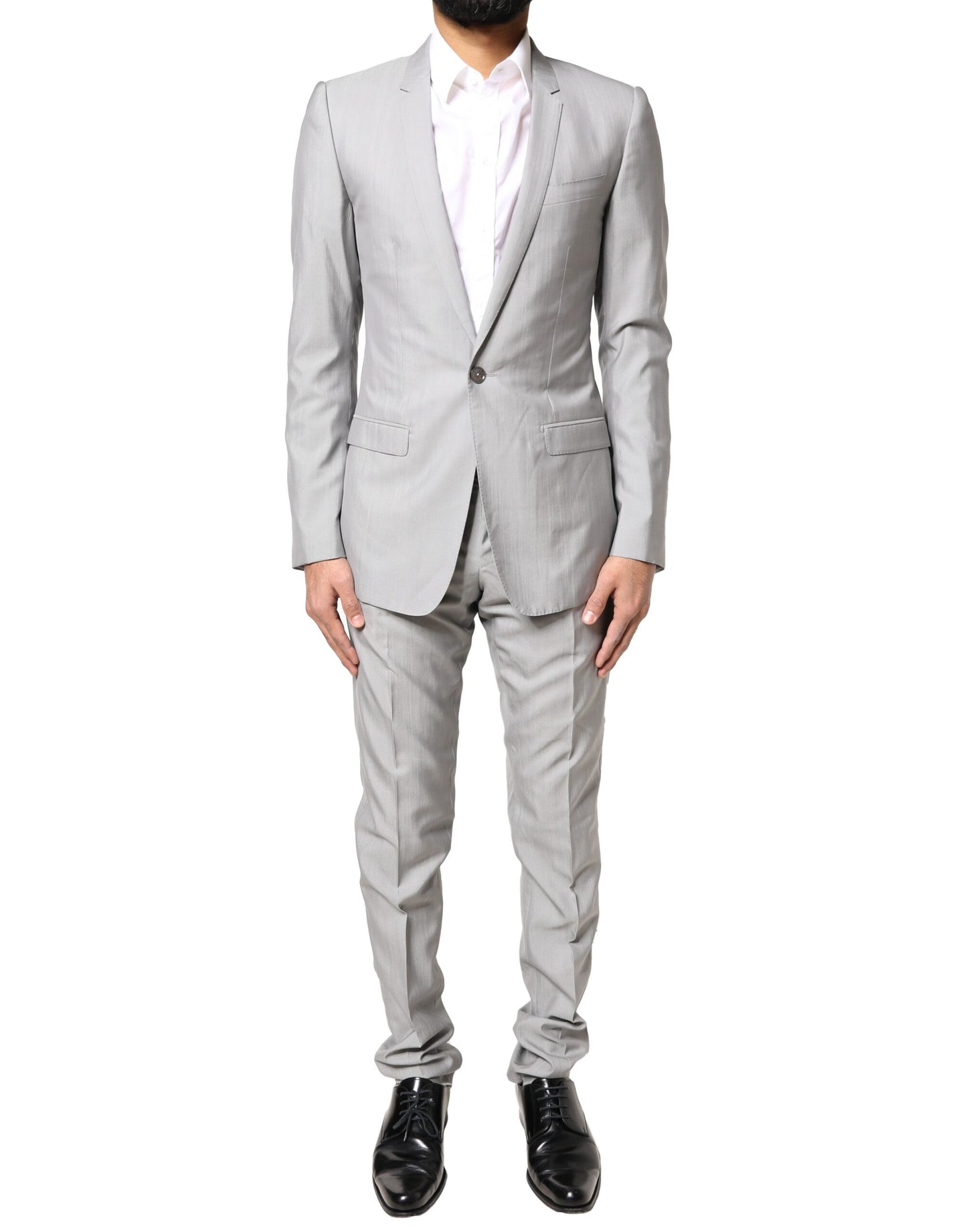 Dolce & Gabbana Light Gray Wool GOLD 2 Piece Formal Suit Dolce & Gabbana