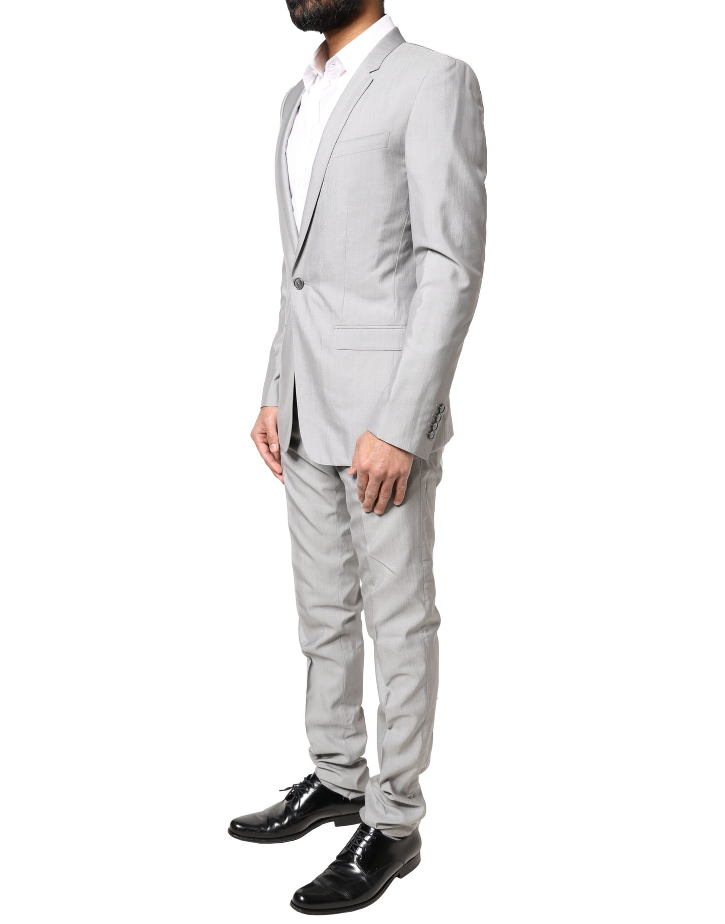 Dolce & Gabbana Light Gray Wool GOLD 2 Piece Formal Suit Dolce & Gabbana