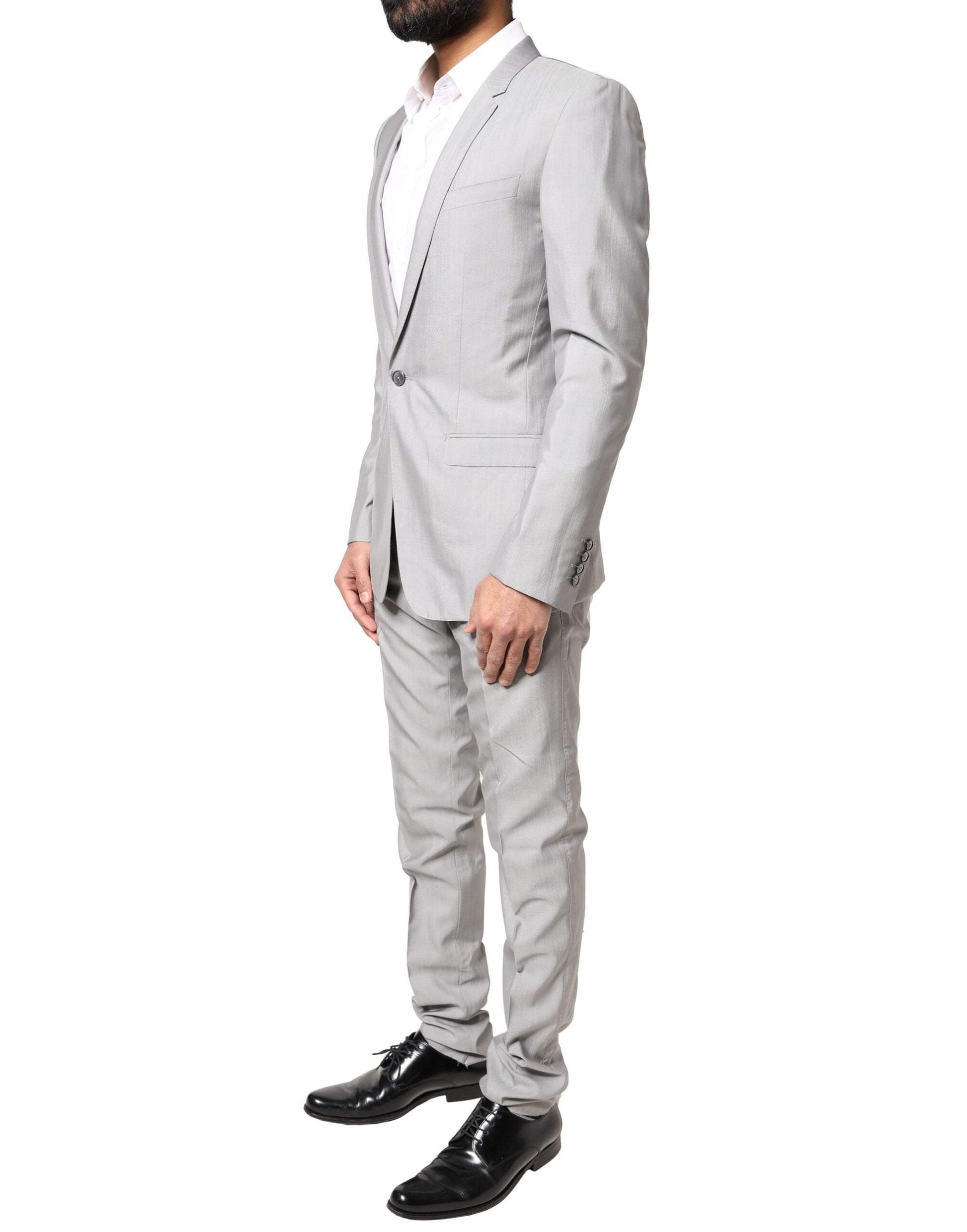 Dolce & Gabbana Light Gray Wool GOLD 2 Piece Formal Suit Dolce & Gabbana