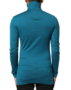 Dolce & Gabbana Blue Cotton Turtleneck Long Sleeves Sweater - Eljoys Fashion 