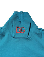 Dolce & Gabbana Blue Cotton Turtleneck Long Sleeves Sweater - Eljoys Fashion 