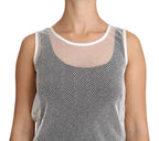 Dolce & Gabbana white net sleeveless tank top with transparent fabric, casual style, displayed on a mannequin.