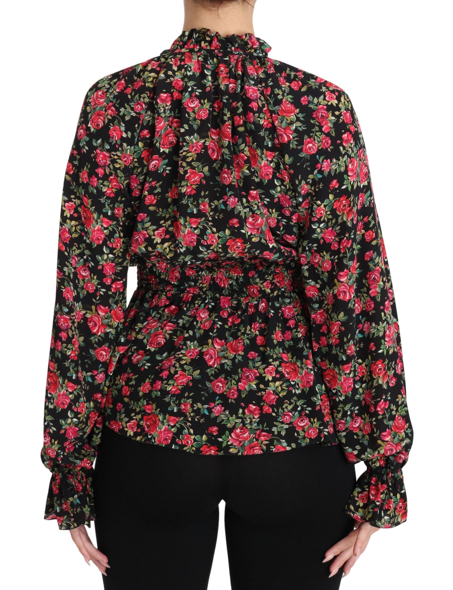 Dolce & Gabbana Black Rose Print Floral Shirt Top Blouse Dolce & Gabbana