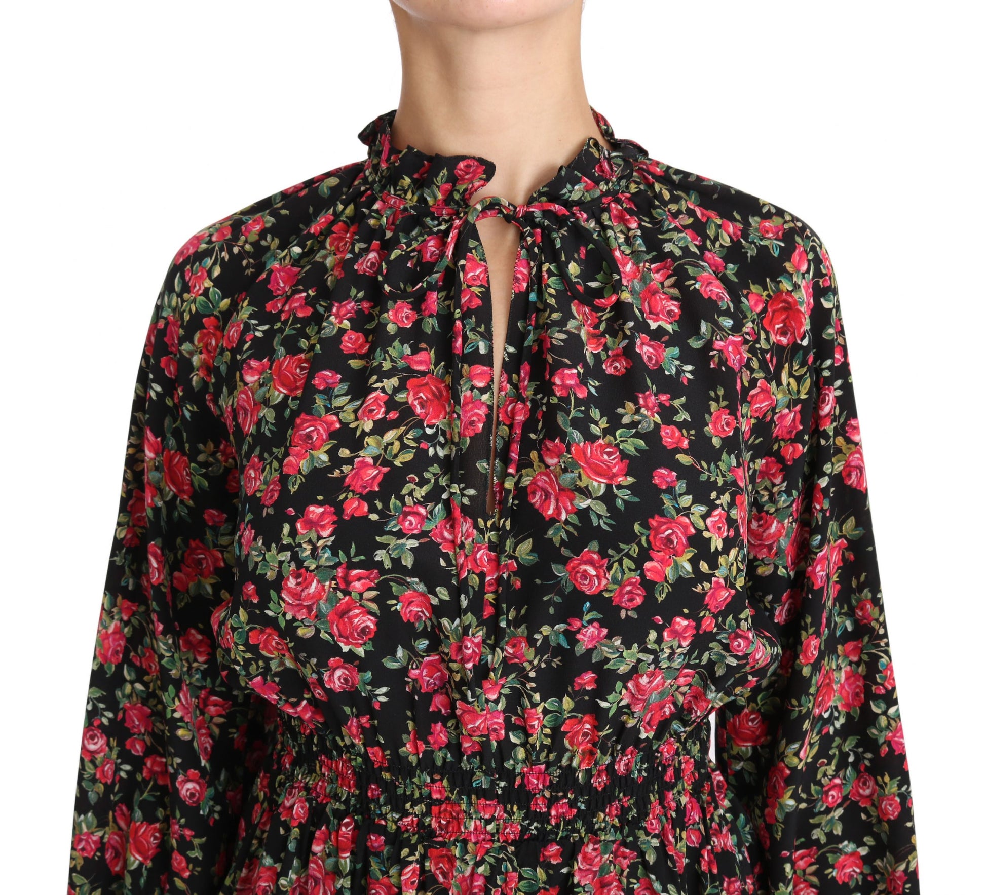 Dolce & Gabbana Black Rose Print Floral Shirt Top Blouse Dolce & Gabbana