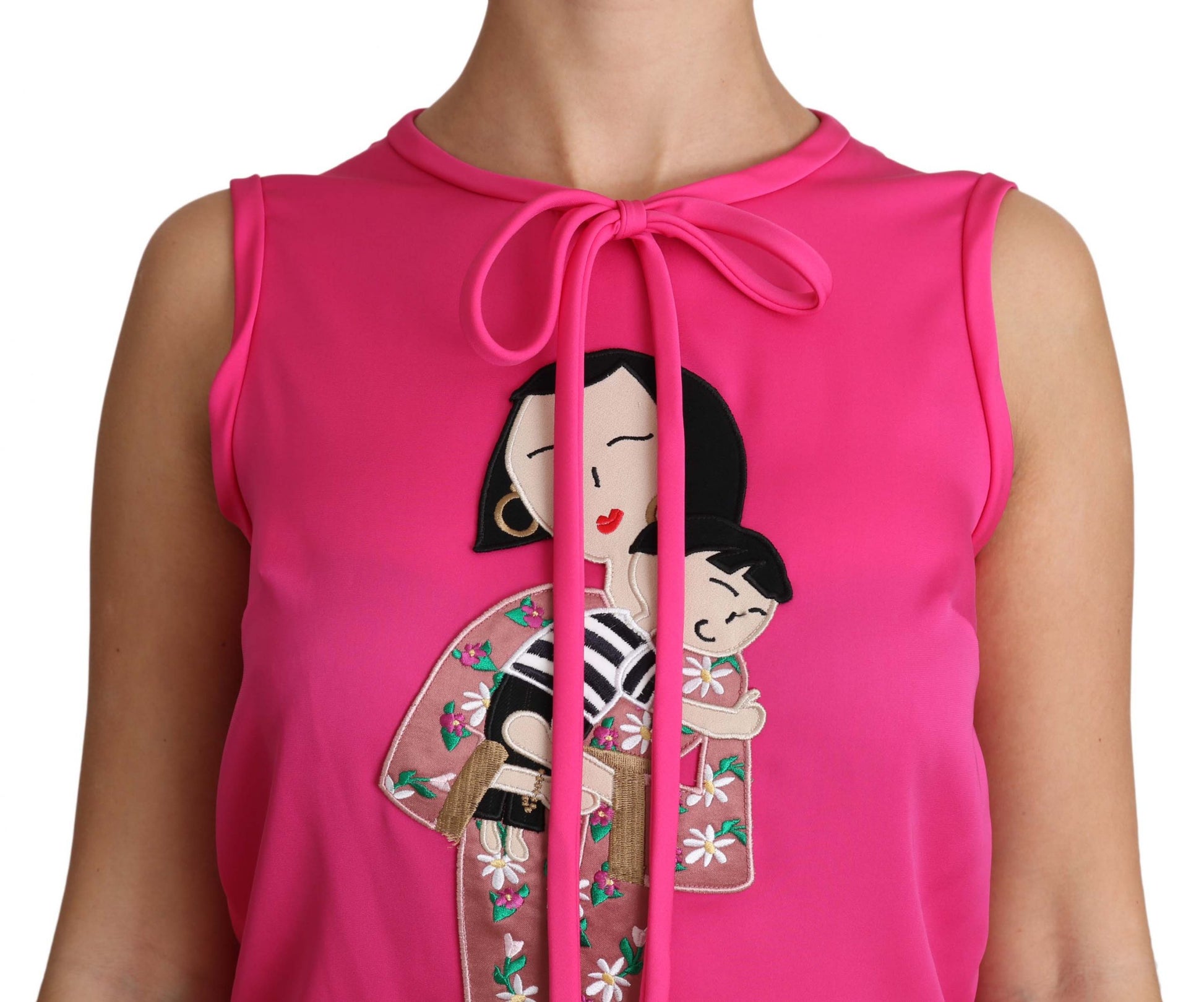 Dolce & Gabbana Pink Family Silk Tank Mama Blouse Top Shirt Dolce & Gabbana