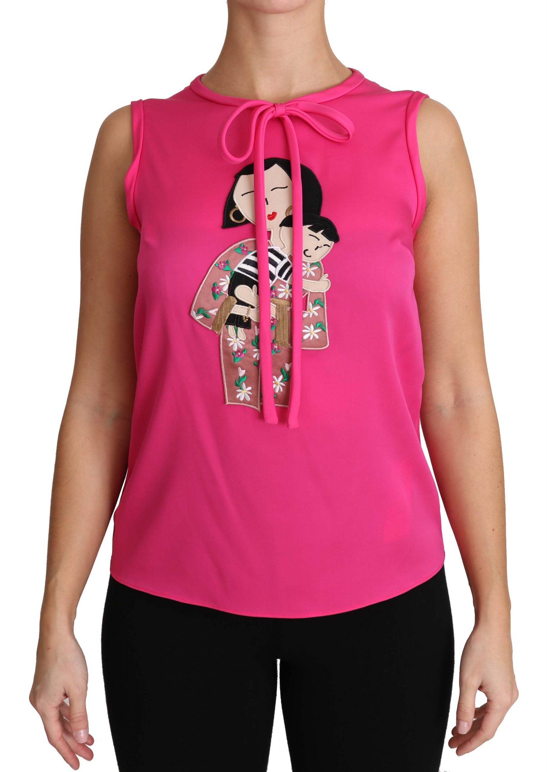 Dolce & Gabbana Pink Family Silk Tank Mama Blouse Top Shirt Dolce & Gabbana