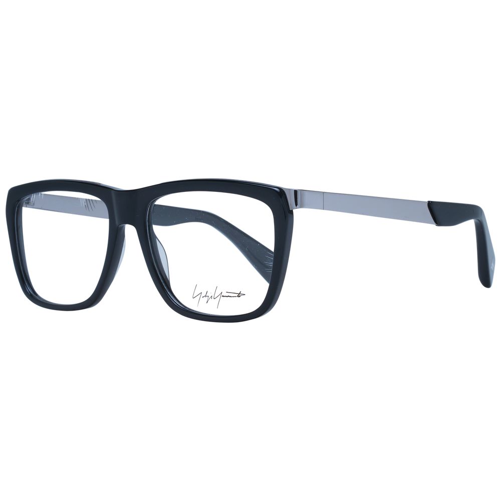 Yohji Yamamoto black acetate glasses frames with a sleek, modern design and clear lenses for stylish eyewear.
