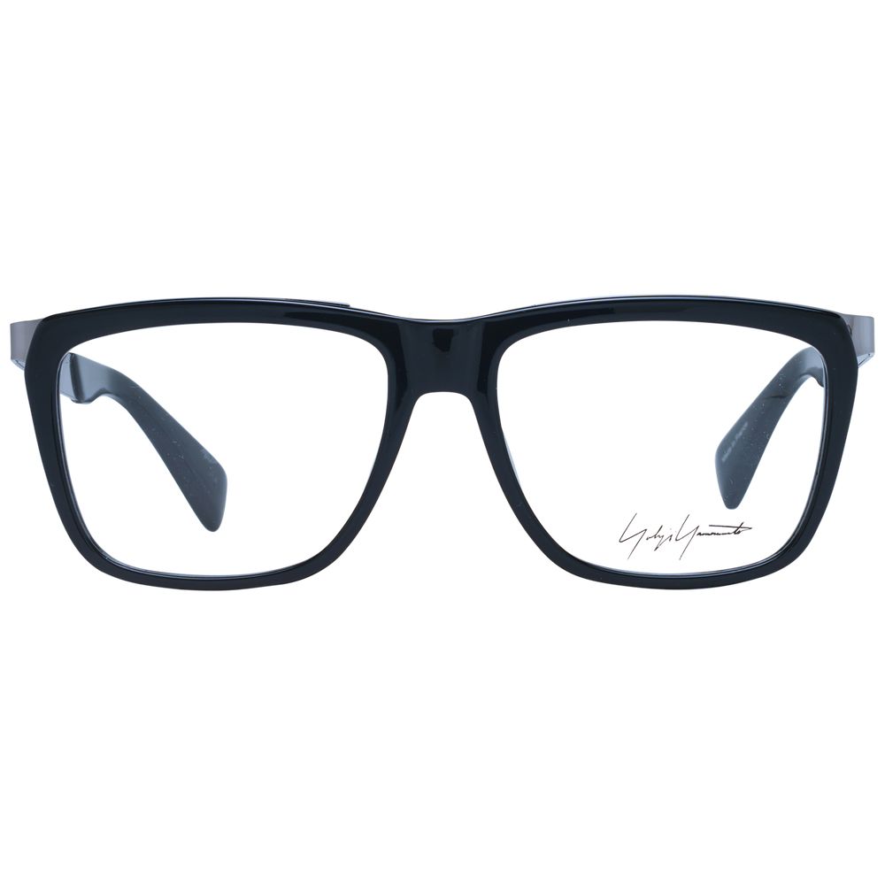 Yohji Yamamoto black acetate glasses frames with sleek, modern design and clear lenses, stylish eyewear for contemporary fashion.