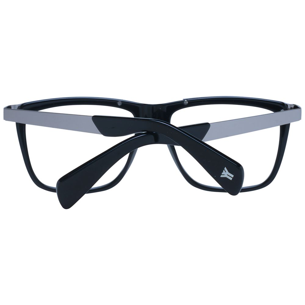 Yohji Yamamoto black acetate glasses frames, stylish eyewear with bold design and sleek finish, showcasing modern sophistication