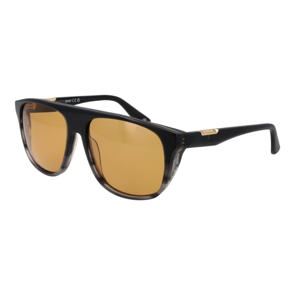 BMW black acetate sunglasses with sleek frame design and tinted lenses, stylish eyewear for everyday wear.