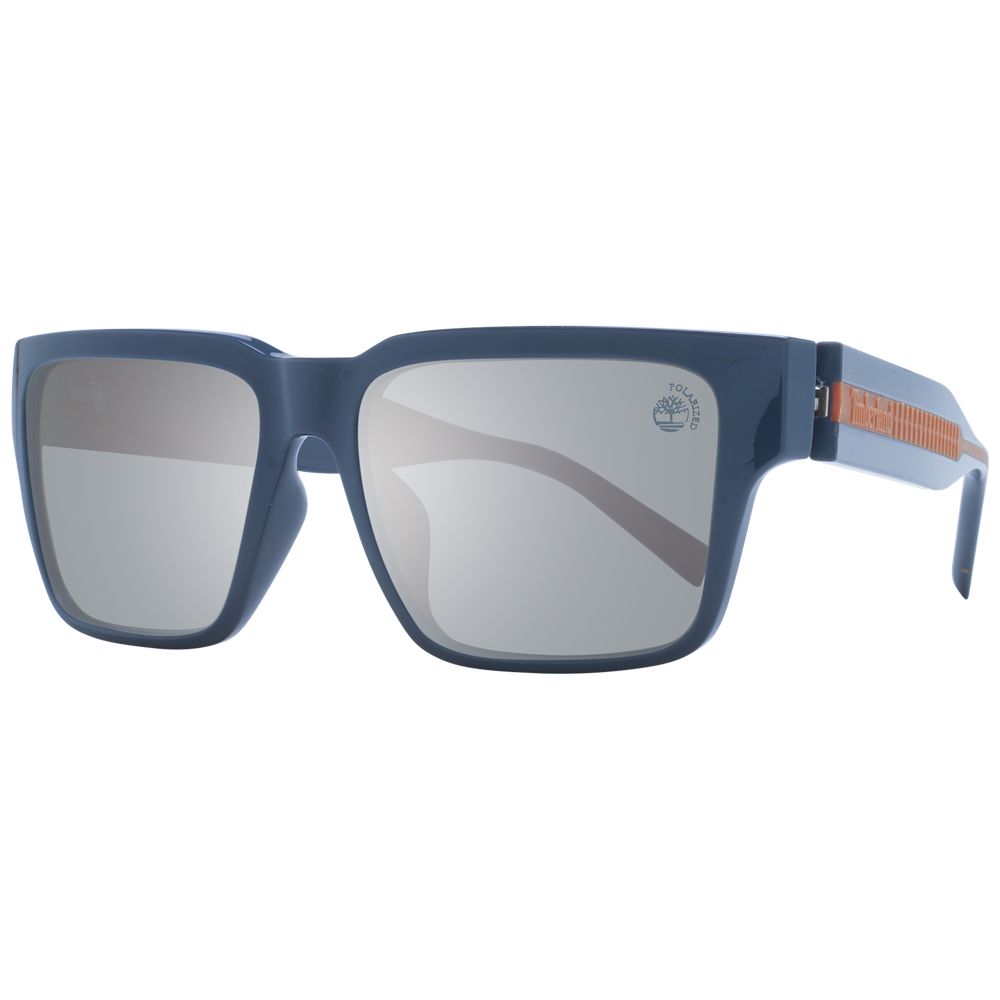 Gray plastic sunglasses by Timberland with rounded frames and dark lenses, stylish eyewear for outdoor activities.