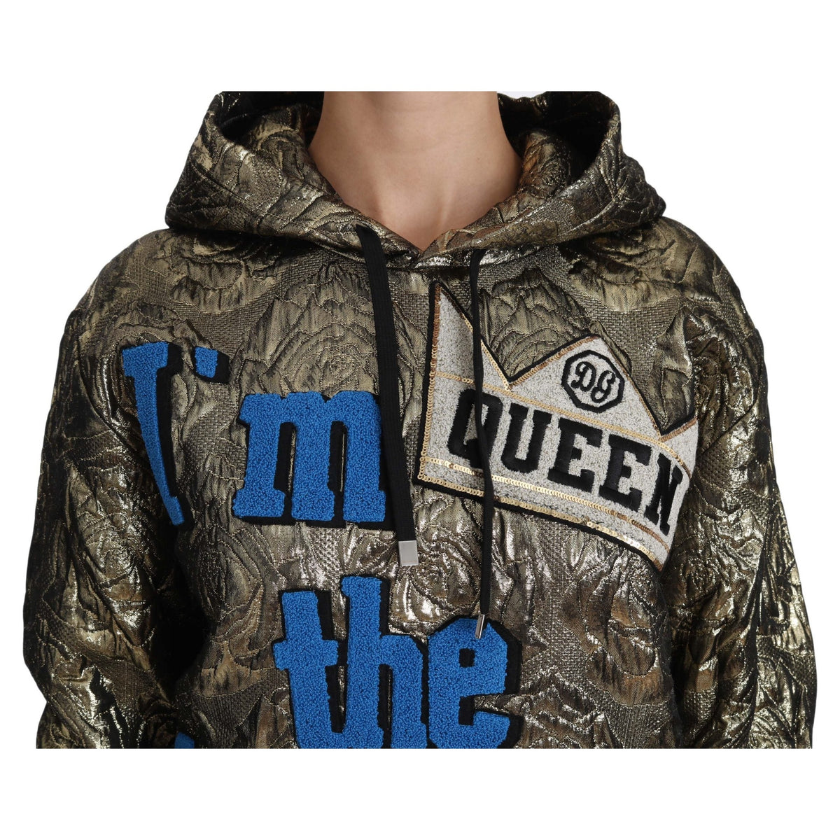 Dolce & Gabbana Im The Queen Jaquard Gold Sweatshirt Hoodie
