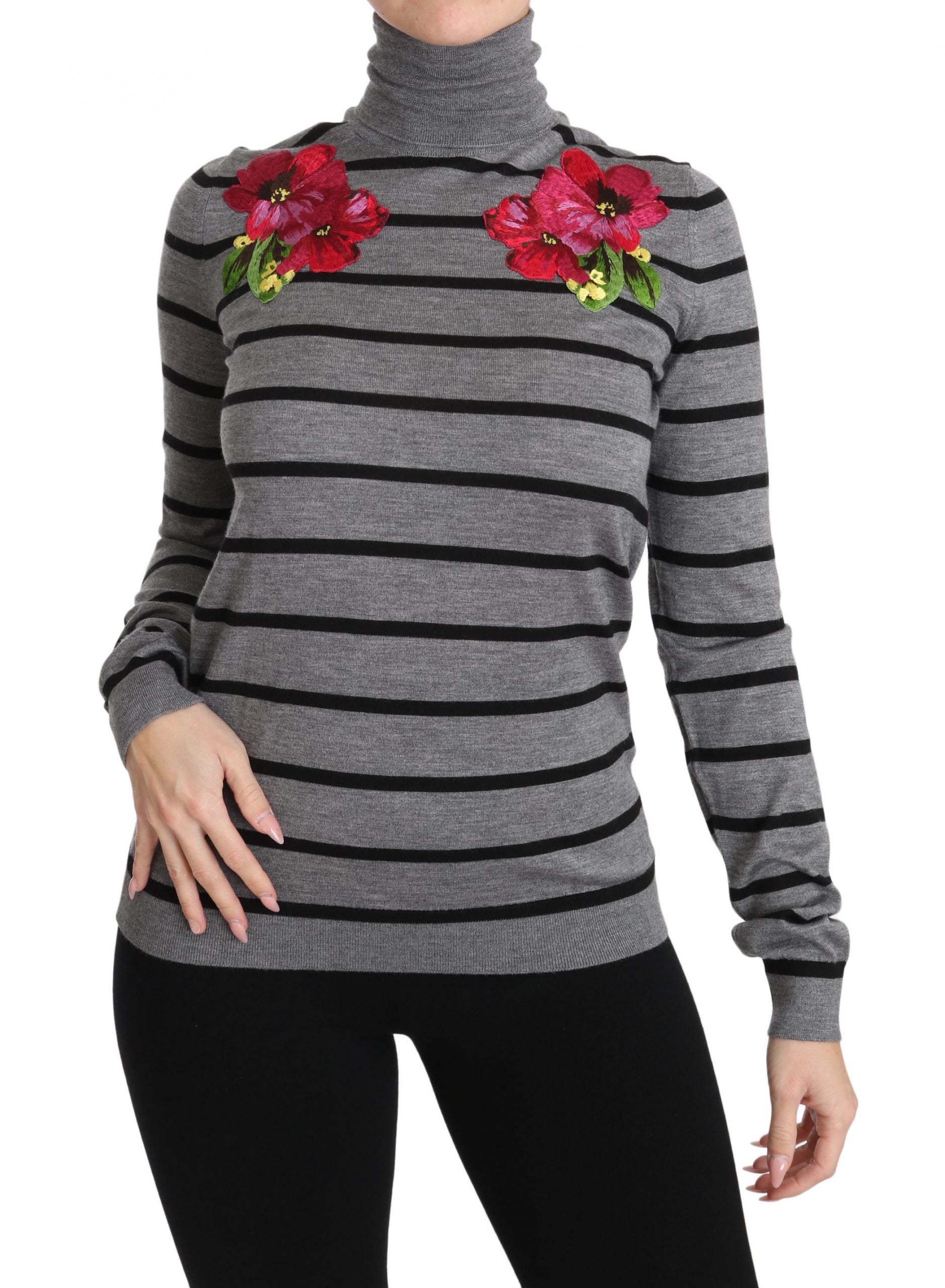 Dolce & Gabbana Gray Cashmere Silk Turtleneck Sweater Dolce & Gabbana