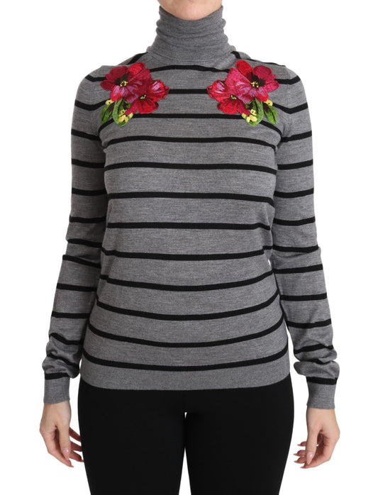 Dolce & Gabbana Gray Cashmere Silk Turtleneck Sweater Dolce & Gabbana