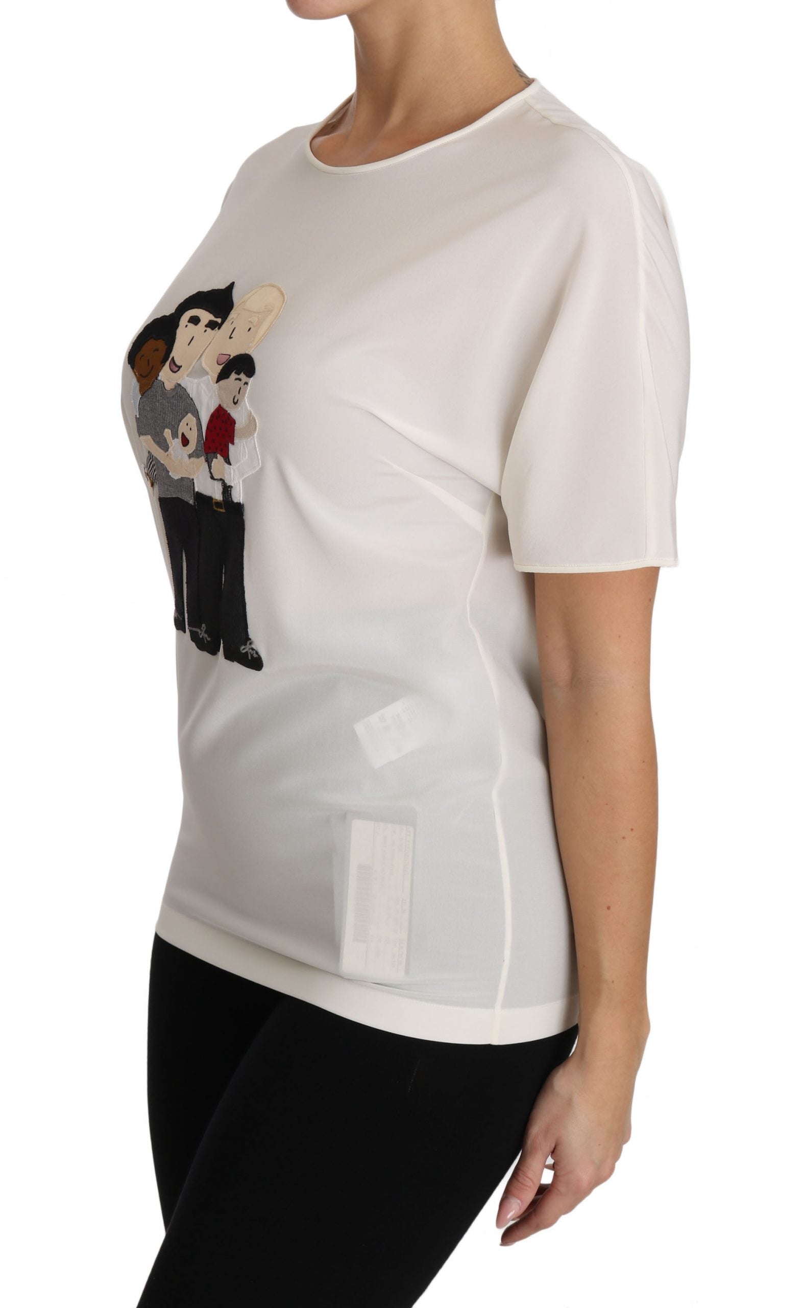 Dolce & Gabbana White Silk Stretch #dgfamily T-shirt Dolce & Gabbana