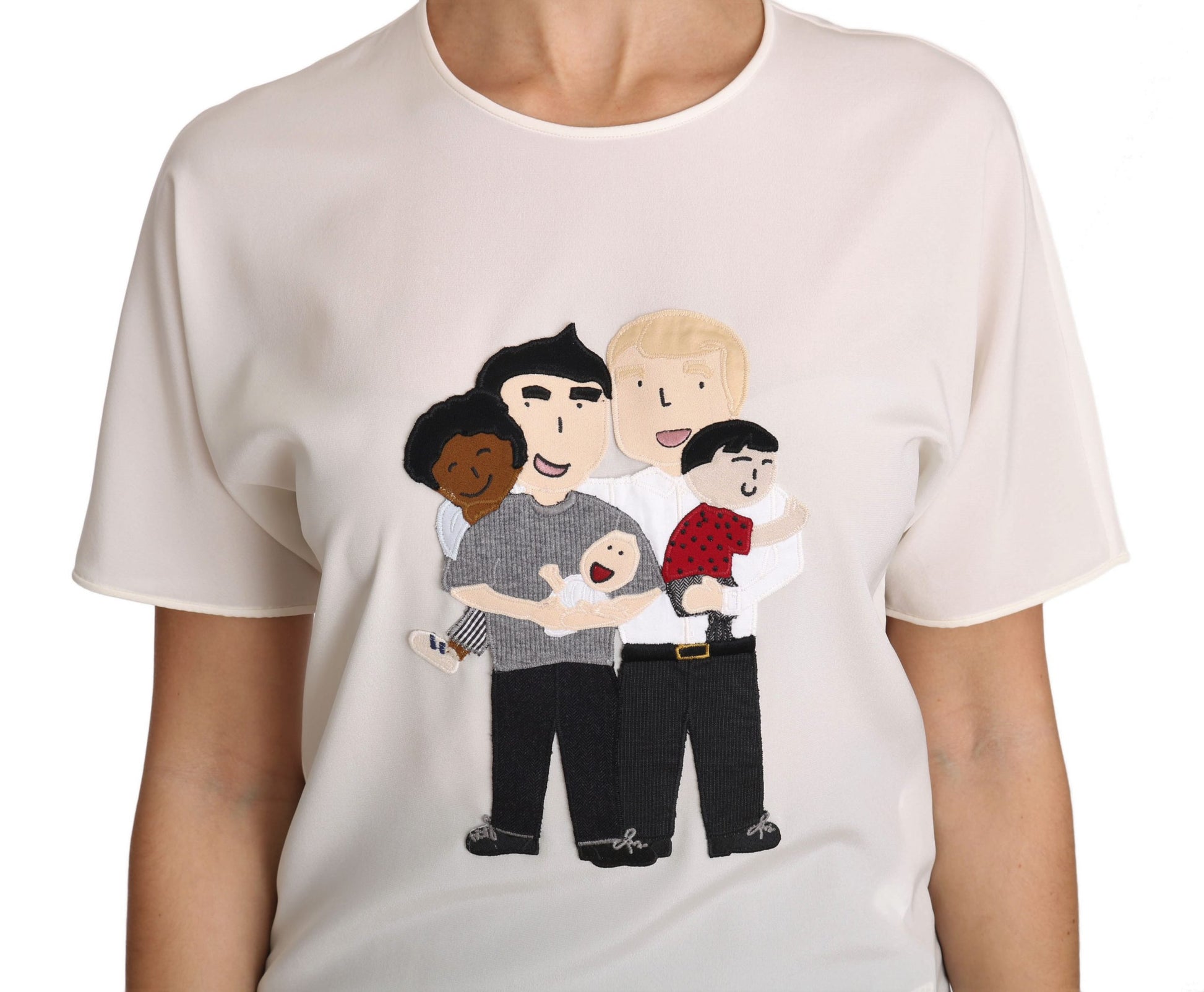 Dolce & Gabbana White Silk Stretch #dgfamily T-shirt Dolce & Gabbana
